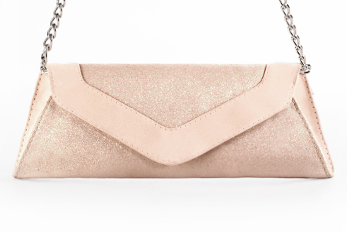 Powder pink women's dress clutch, for weddings, ceremonies, cocktails and parties. Profile view - Florence KOOIJMAN